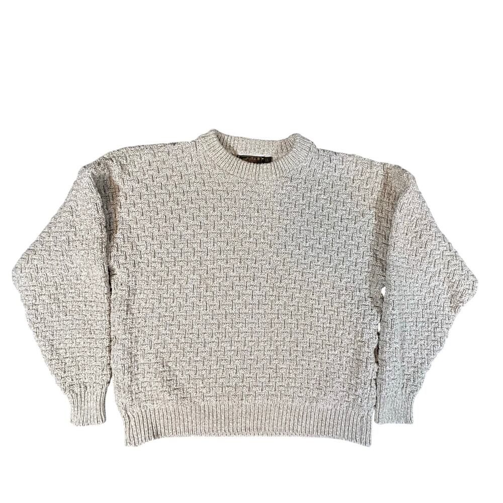 Eddie Bauer Ivory Textured Crewneck Sweater
